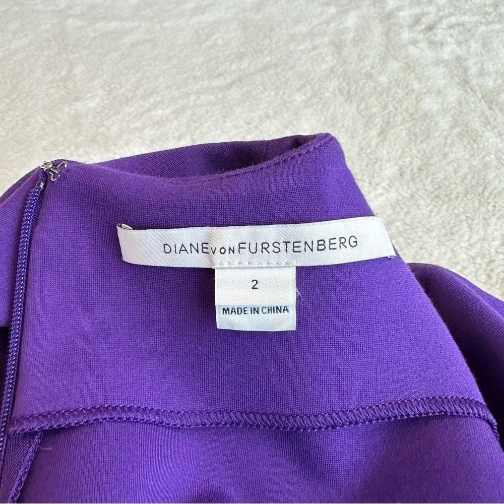 Diane Von Furstenberg DVF Jaelyn Purple Fit & Flare Sleeveless Mini Dress XS (2) - Picture 9 of 12